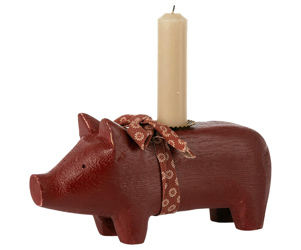 Maileg Medium Red Pig Candle Holder AW2023 PREORDER - Ruby & Grace 