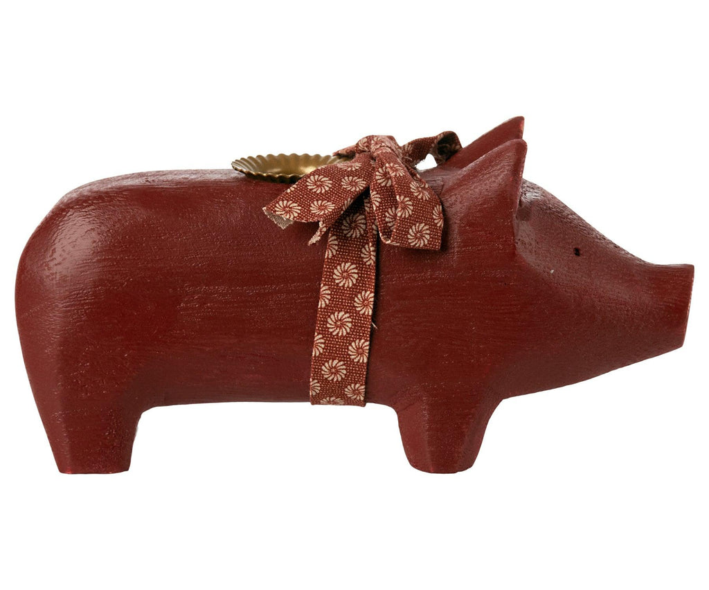 Maileg Medium Red Pig Candle Holder AW2023 PREORDER - Ruby & Grace 