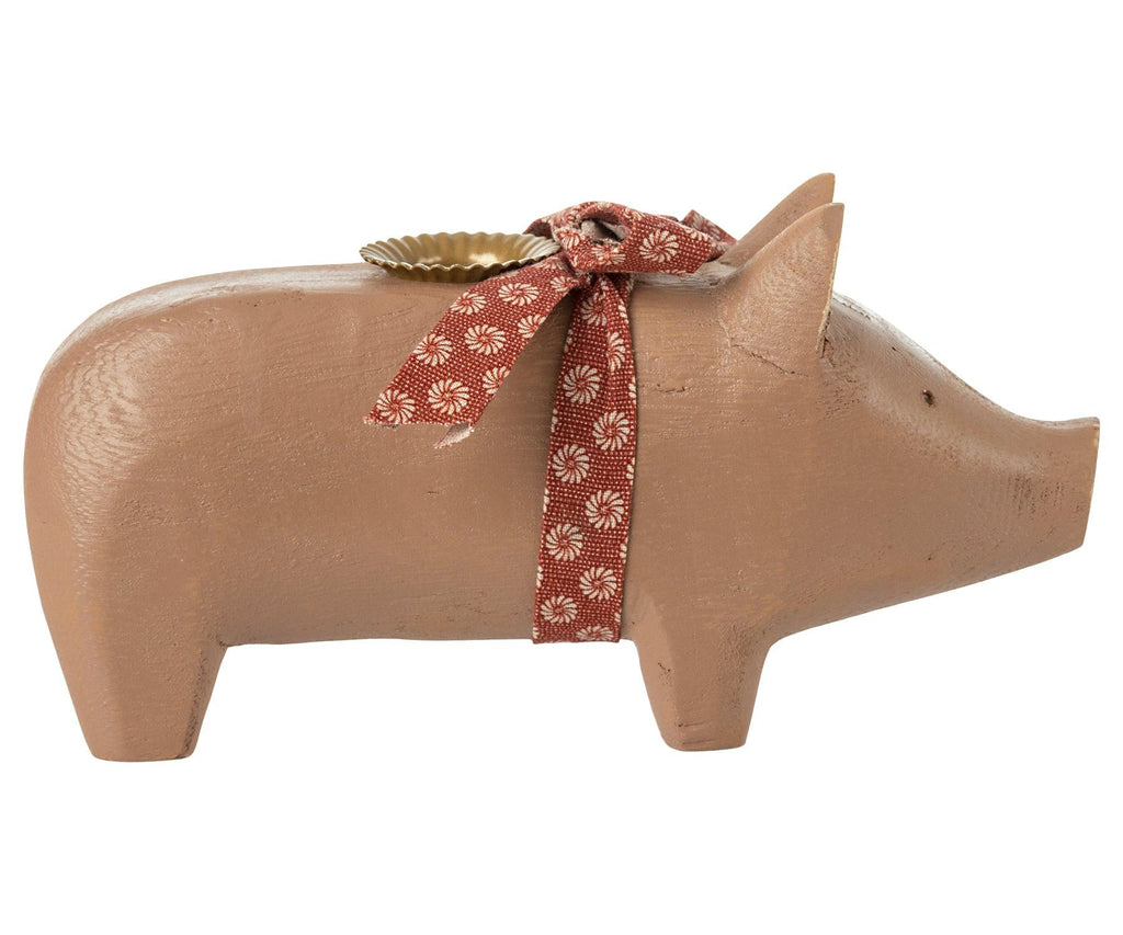 Maileg Medium Old Rose Pig Candle Holder AW2023 PREORDER - Ruby & Grace 