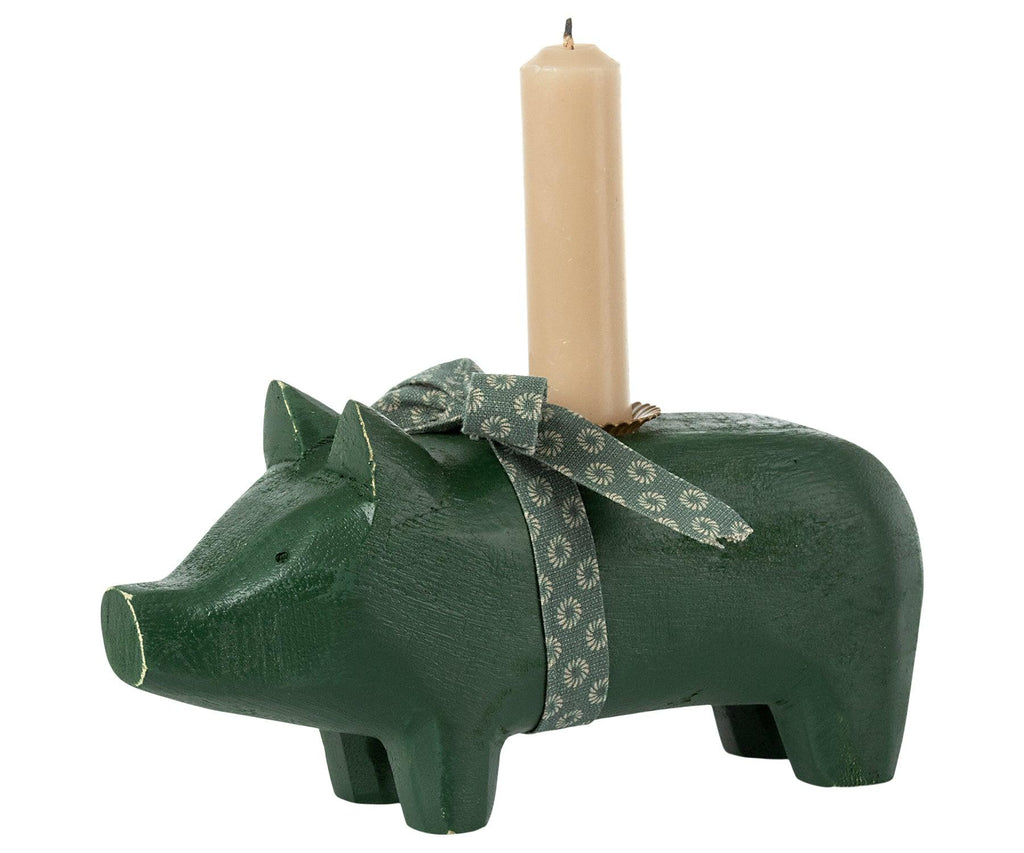 Maileg Medium Green Pig Candle Holder AW2023 PREORDER - Ruby & Grace 