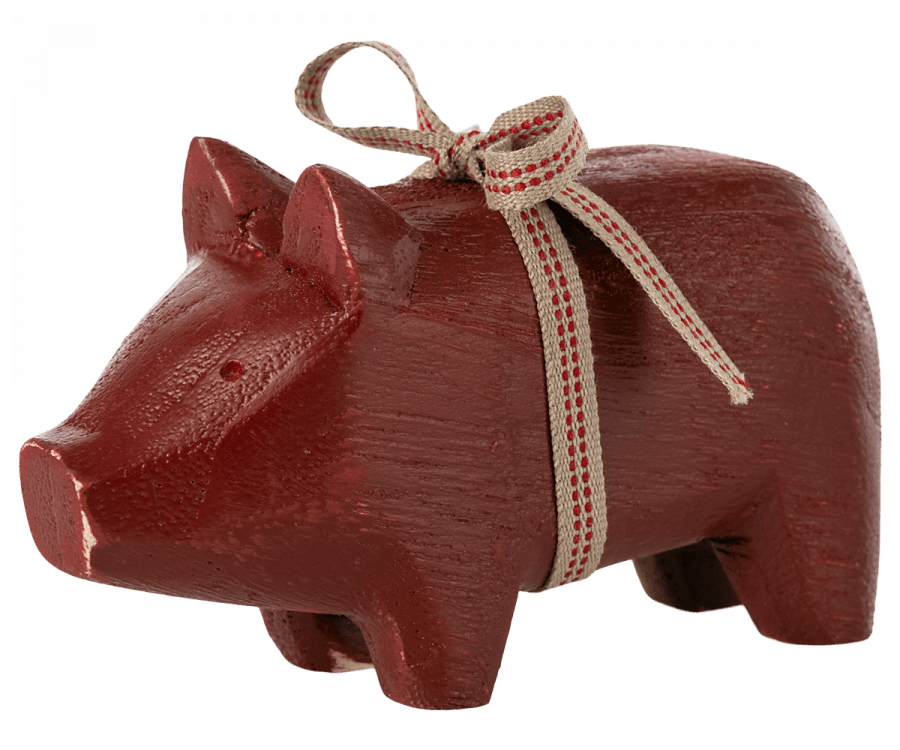Maileg Small Red Wooden Pig AW2023 NEW ARRIVAL - Ruby & Grace 