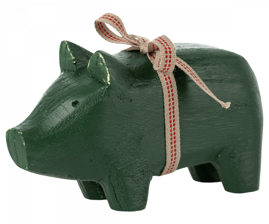 Maileg Small Green Wooden Pig AW2023 NEW ARRIVAL - Ruby & Grace 