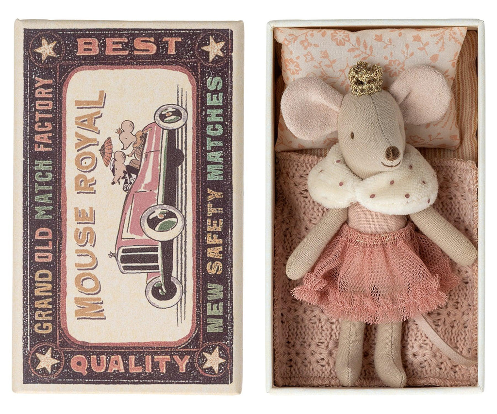 Maileg Little Sister Princess Mouse in Matchbox AW2023 PREORDER - Ruby & Grace 