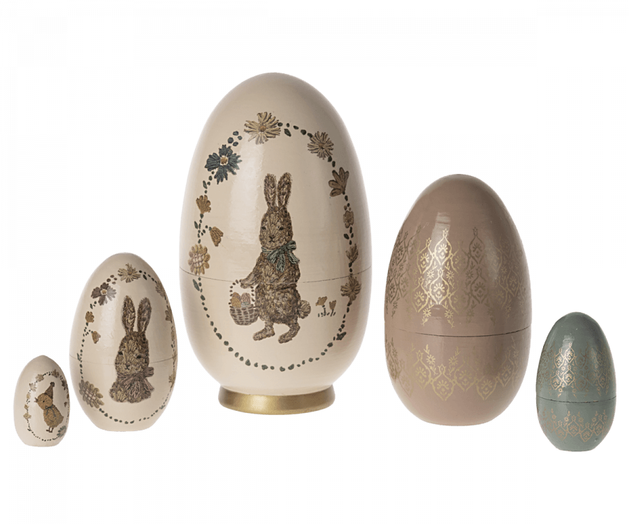 Maileg Farmhouse Babushka Wooden Egg Set of 5 NEW ARRIVAL - Ruby & Grace 