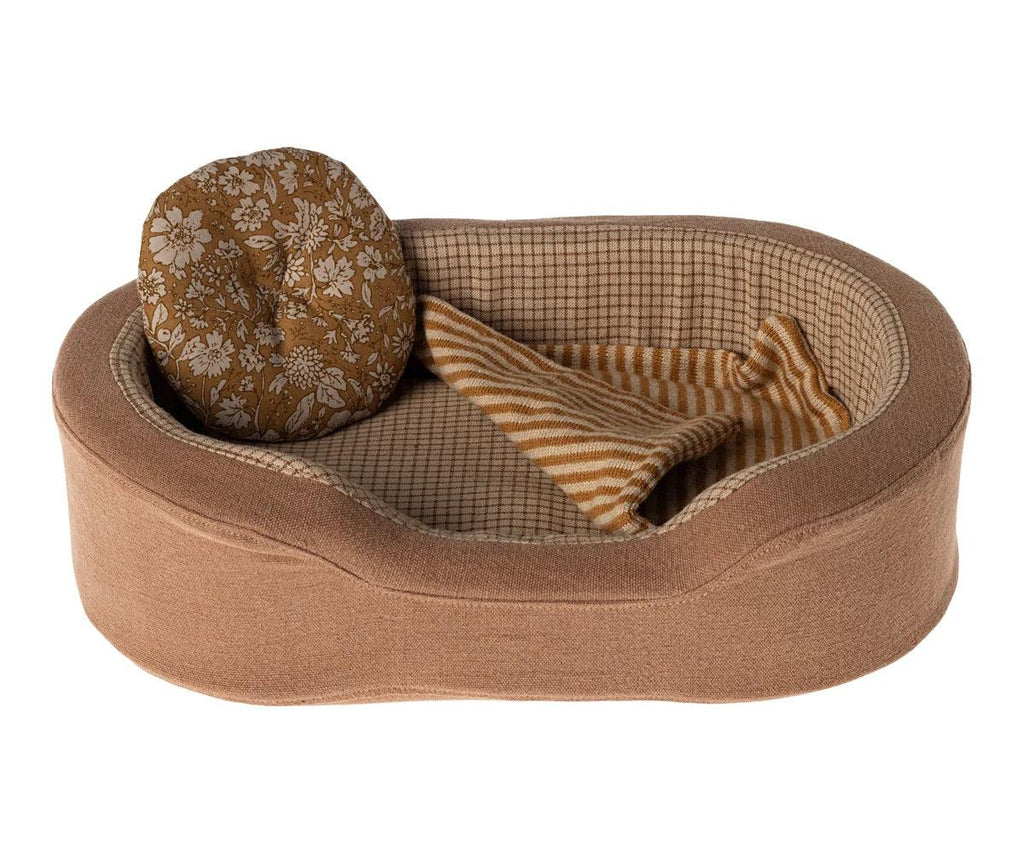 Maileg Kitten Bed/ Cosy Basket Brown Stripe Small 2024 PREORDER ONLY - Ruby & Grace 