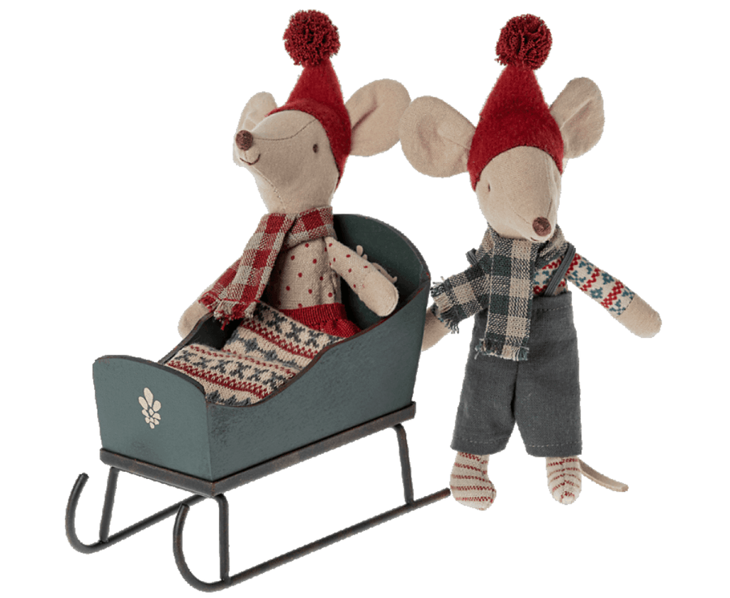 Maileg Sleigh for Small Mice/Deer Size Green : Fall Winter NEW ARRIVAL - Ruby & Grace 
