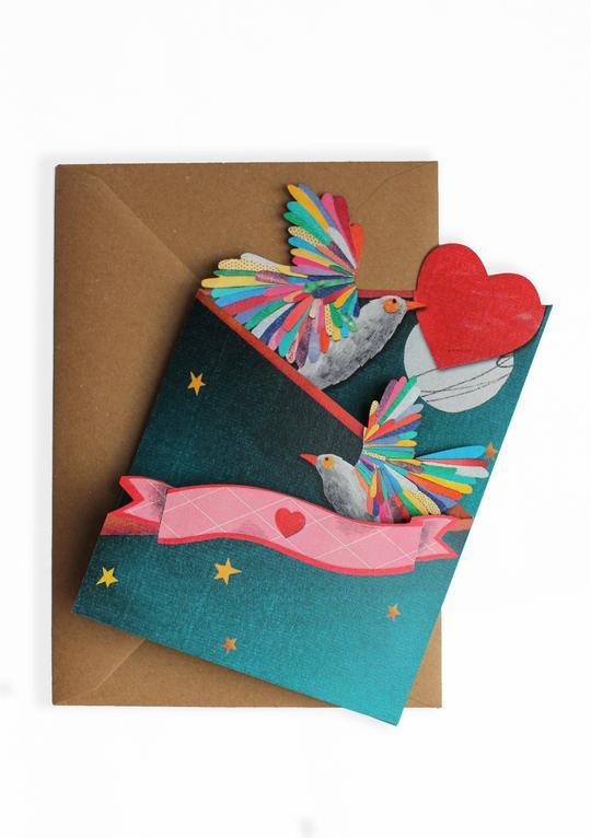 Trifold Greetings Card 'Love Birds' NEW ARRIVAL - Ruby & Grace 