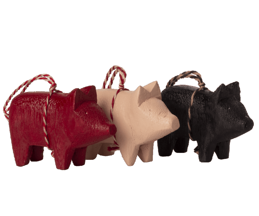 Maileg Wooden Pig Ornament Set of Three - Ruby & Grace 