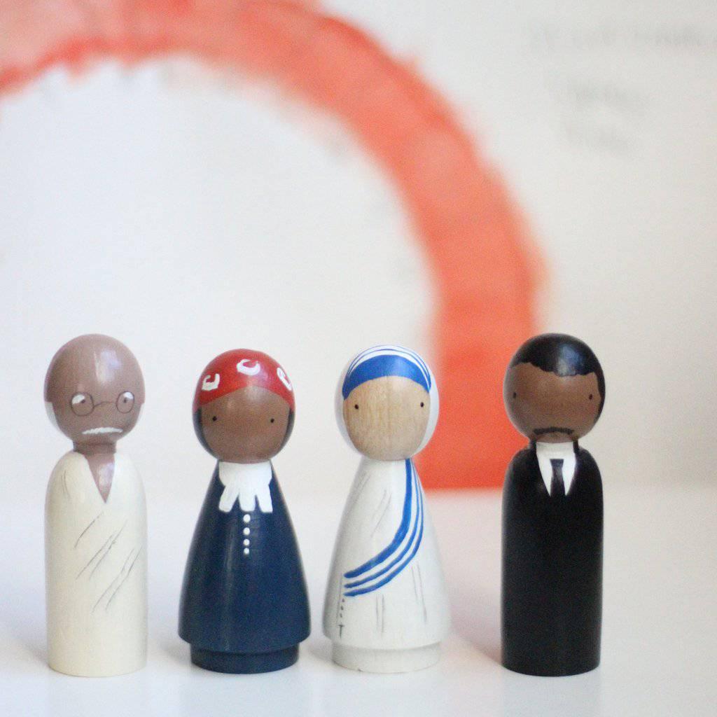 Wooden Peg Dolls : The Peace Makers.