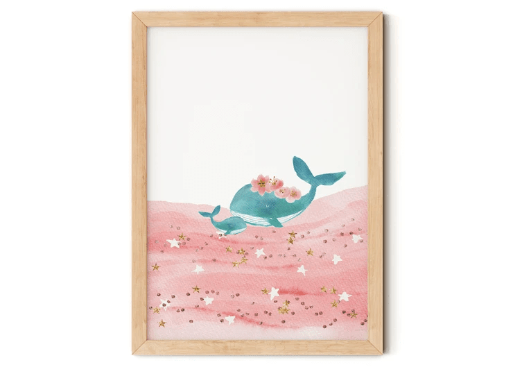 Whale Nursery Print A3.