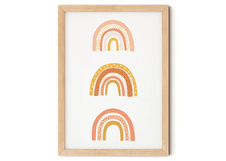 Trio of Earth Rainbows Nursery Print A4.
