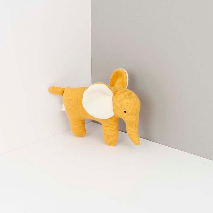 Small Mustard Knitted Elephant.
