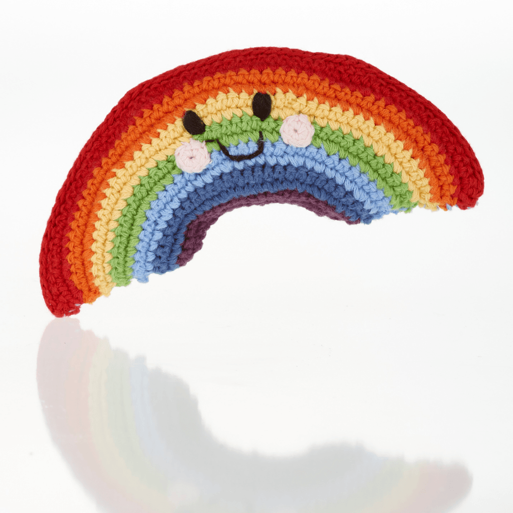 Fair Trade Crochet Rainbow Rattle.