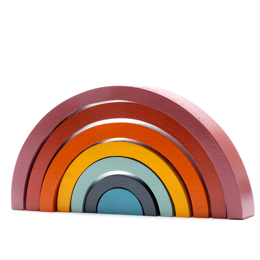 Contemporary Wooden Rainbow Stacker Fair Trade.