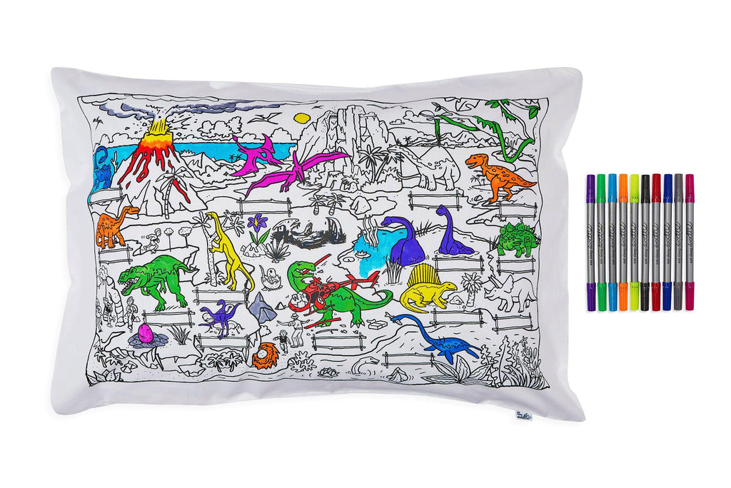Eat Sleep Doodle Dinosaur Pillow.