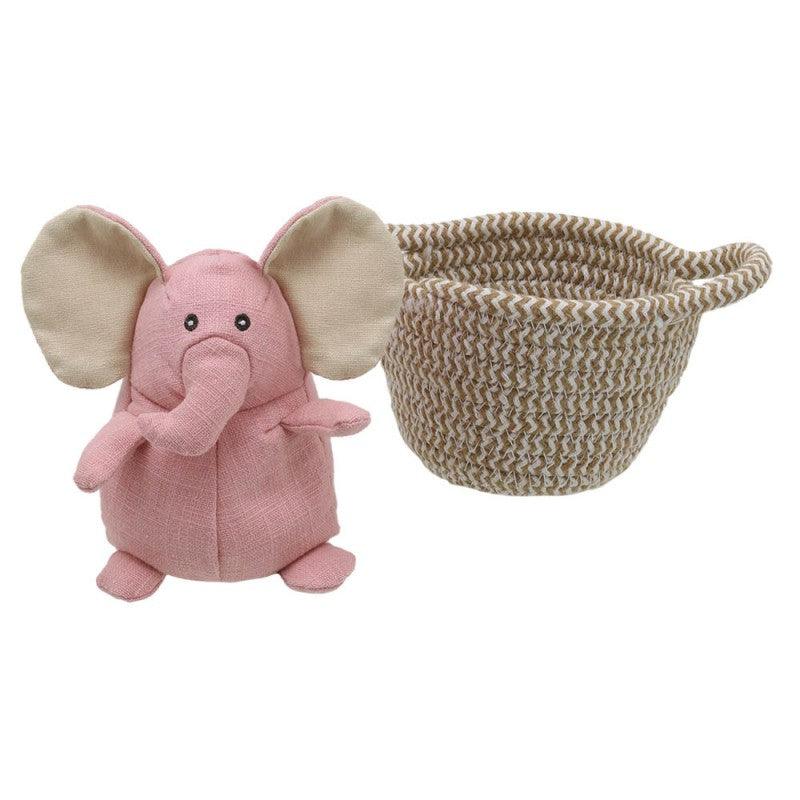 Wilberry Collectables & Pets in Baskets Pink Elephant LAST ONE - Ruby & Grace 
