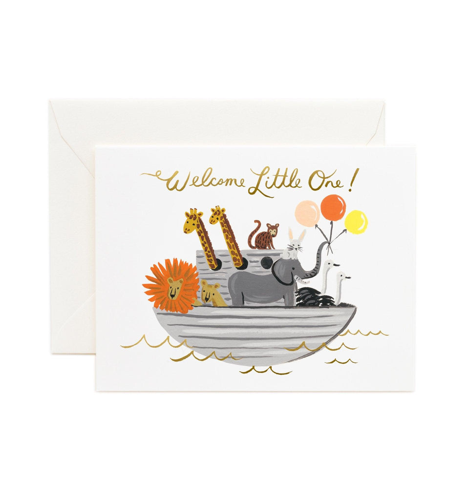 Welcome Little One Noah's Ark Baby Card.