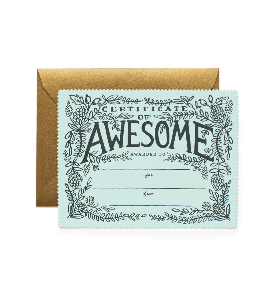 Certificate of Awesome Card BACK IN STOCK.