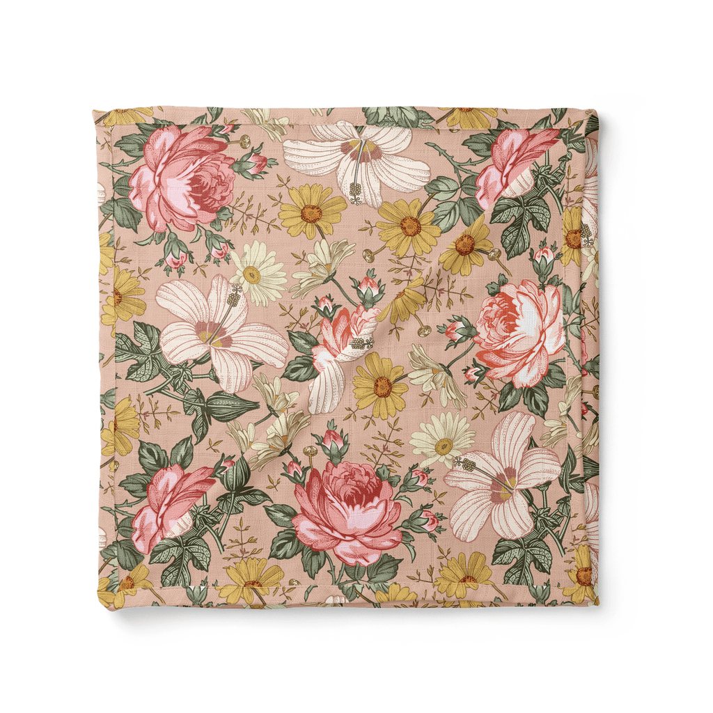 Muslin Swaddle Baby Blanket Mini Scout Garden Floral Rose Pink.