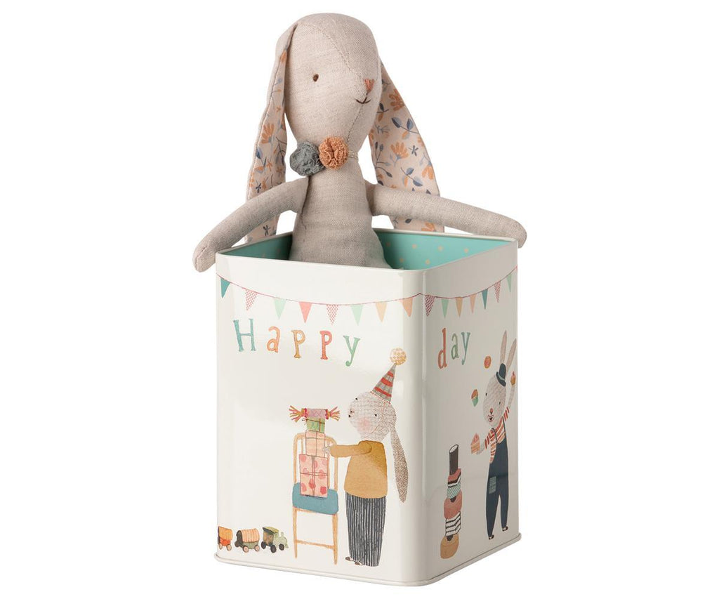 Maileg Medium, Happy Day Bunny in Gift Tin.
