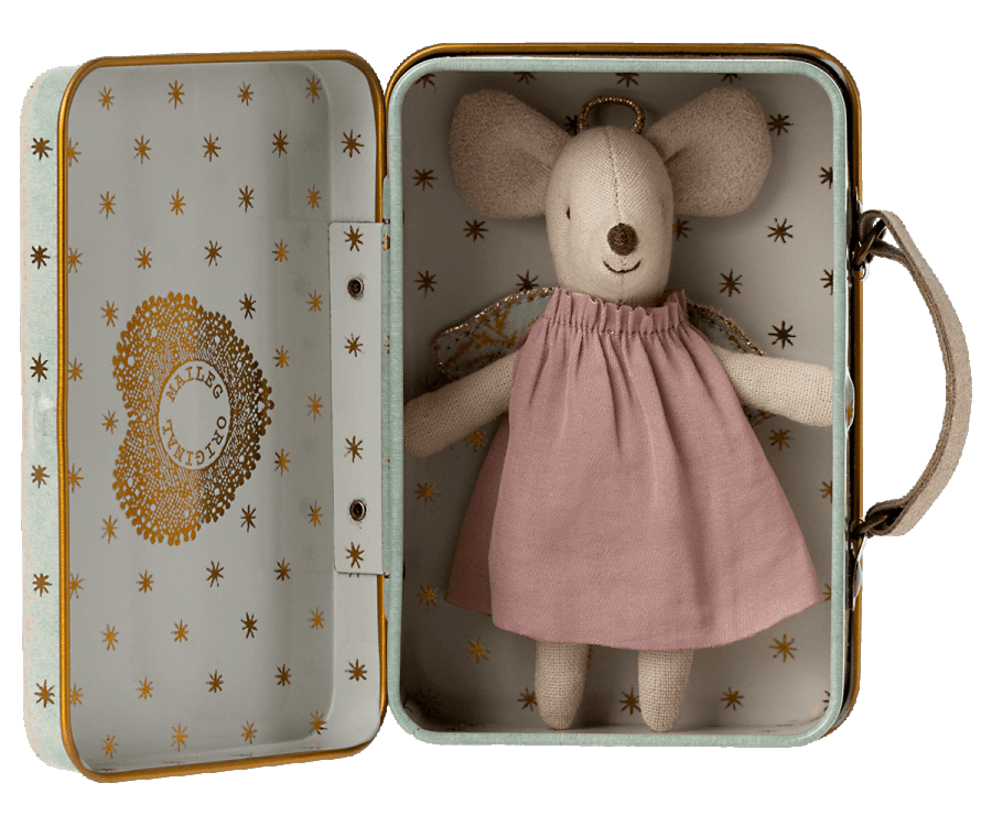 Maileg New Fall Winter Collection 2022 Angel Mouse in Suitcase BACK IN STOCK - Ruby & Grace 