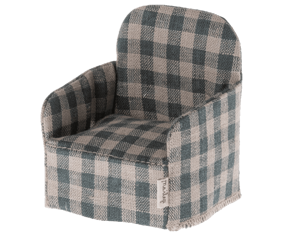 Maileg New Chair for Mice Green/Blue Gingham: Fall Winter Collection 2022 - Ruby & Grace 