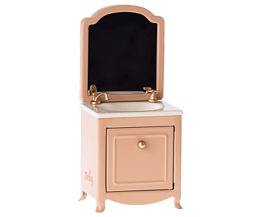 Maileg Mouse Sink Dresser with Mirror Dark Powder: Fall Winter Collection 2022 NEW ARRIVAL - Ruby & Grace 