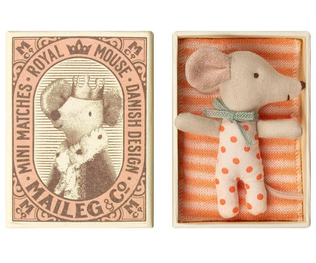 Maileg Match Box Sleep Wakey Baby Mouse Pink BACK IN STOCK.