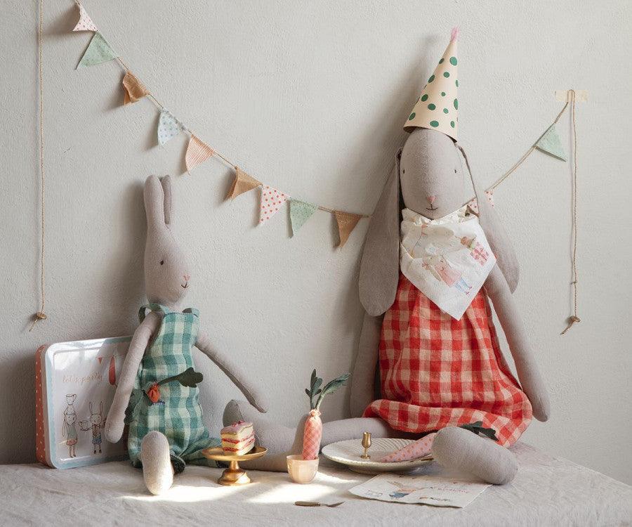 Maileg Size 3 Bunny Rabbit Checked Gingham Overalls Spring Summer 2022 - Ruby & Grace 