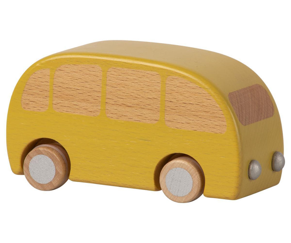 Maileg Wooden Pull Back Bus Yellow.
