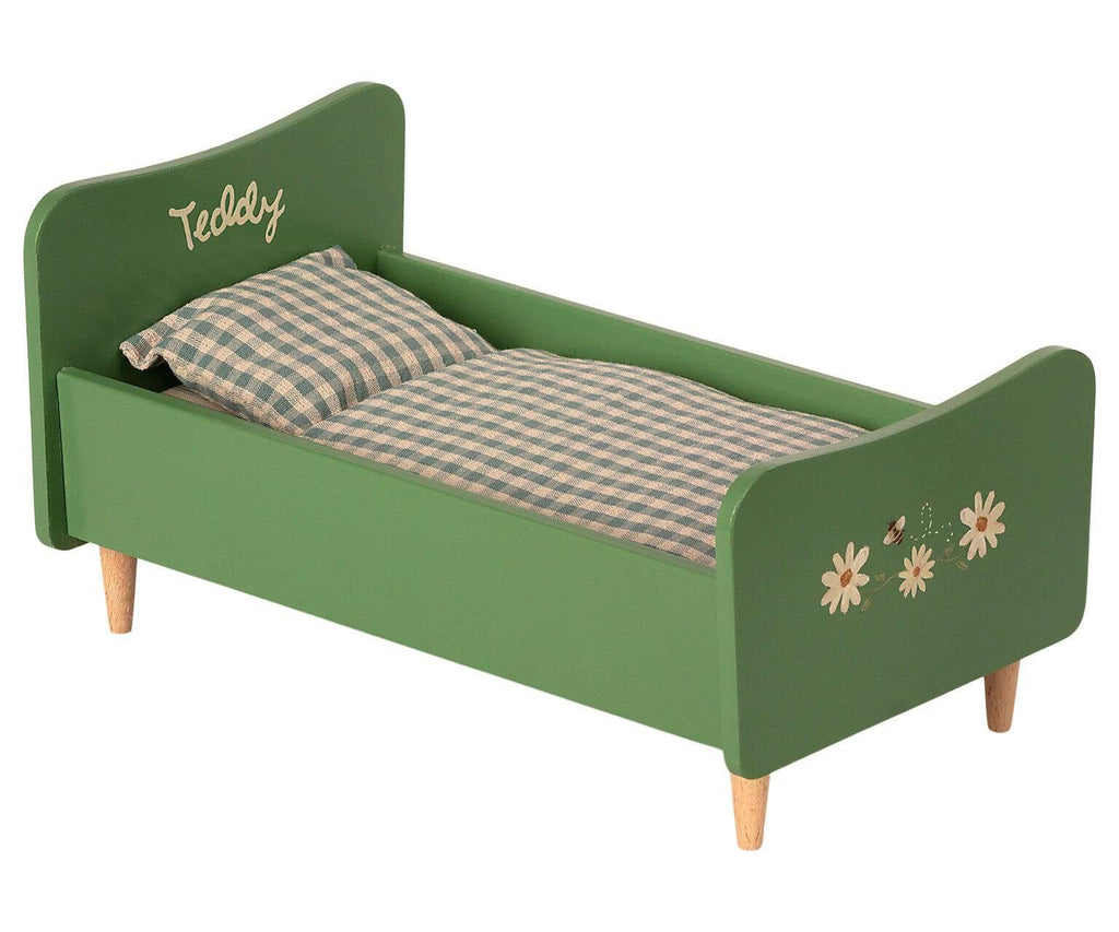 Maileg Teddy Dad Wooden Bed Dusty Green NEW ARRIVAL.