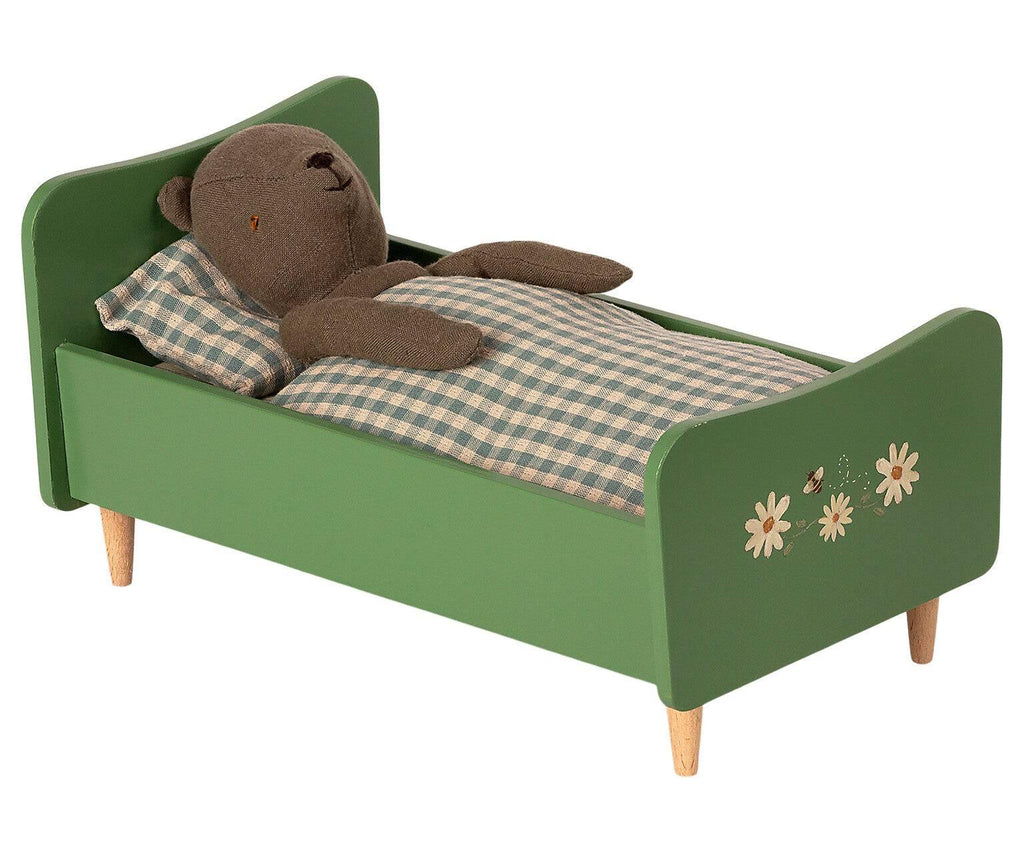 Maileg Teddy Dad Wooden Bed Dusty Green NEW ARRIVAL.
