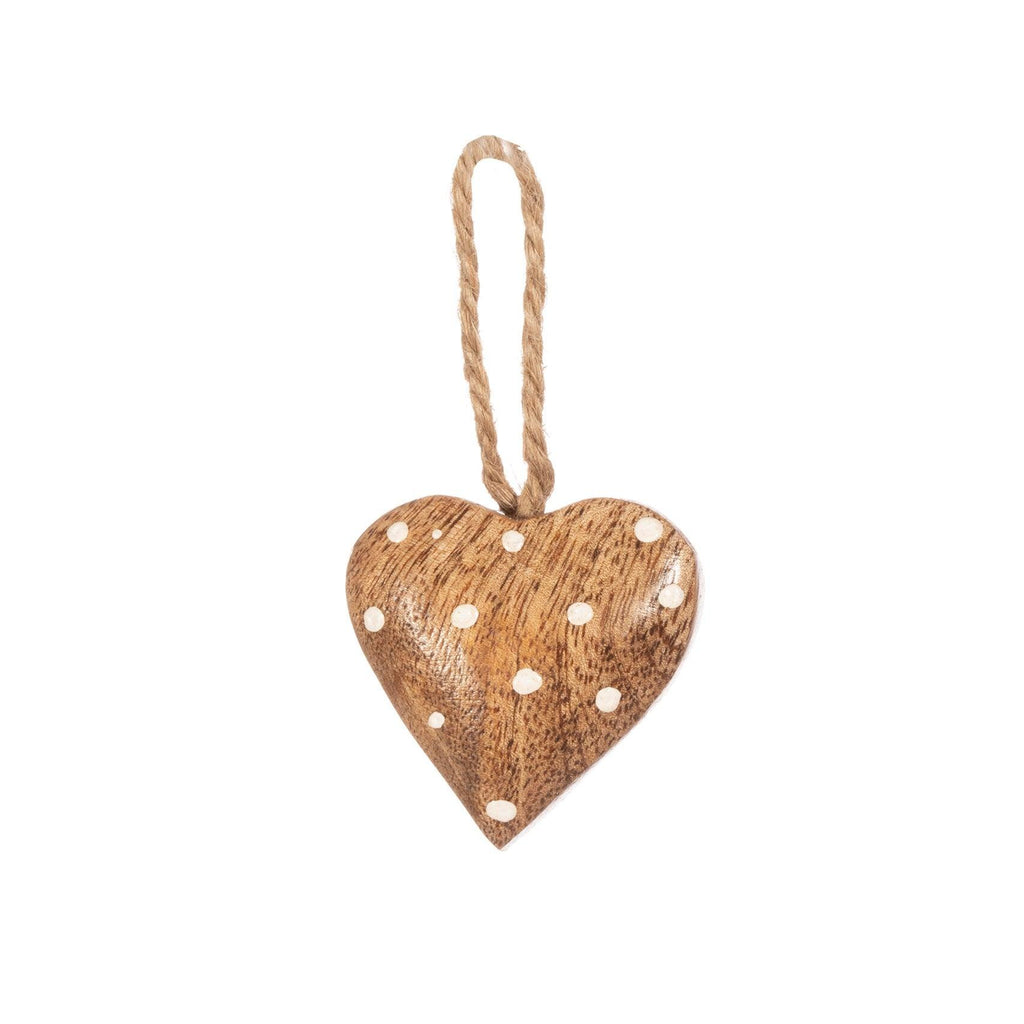 Christmas Wooden Polka dot Small Hanging Heart Natural.
