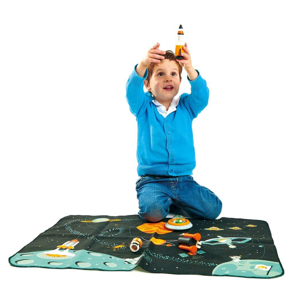Space Adventures Wooden Play set and Play Mat.