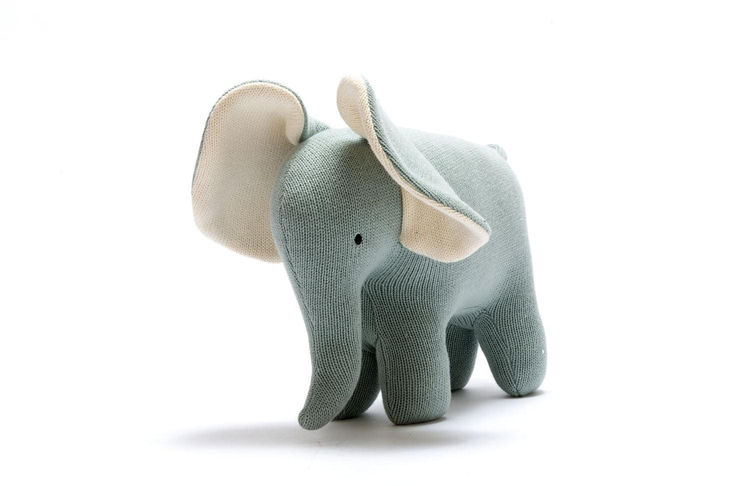 Large Teal Knitted Elephant.