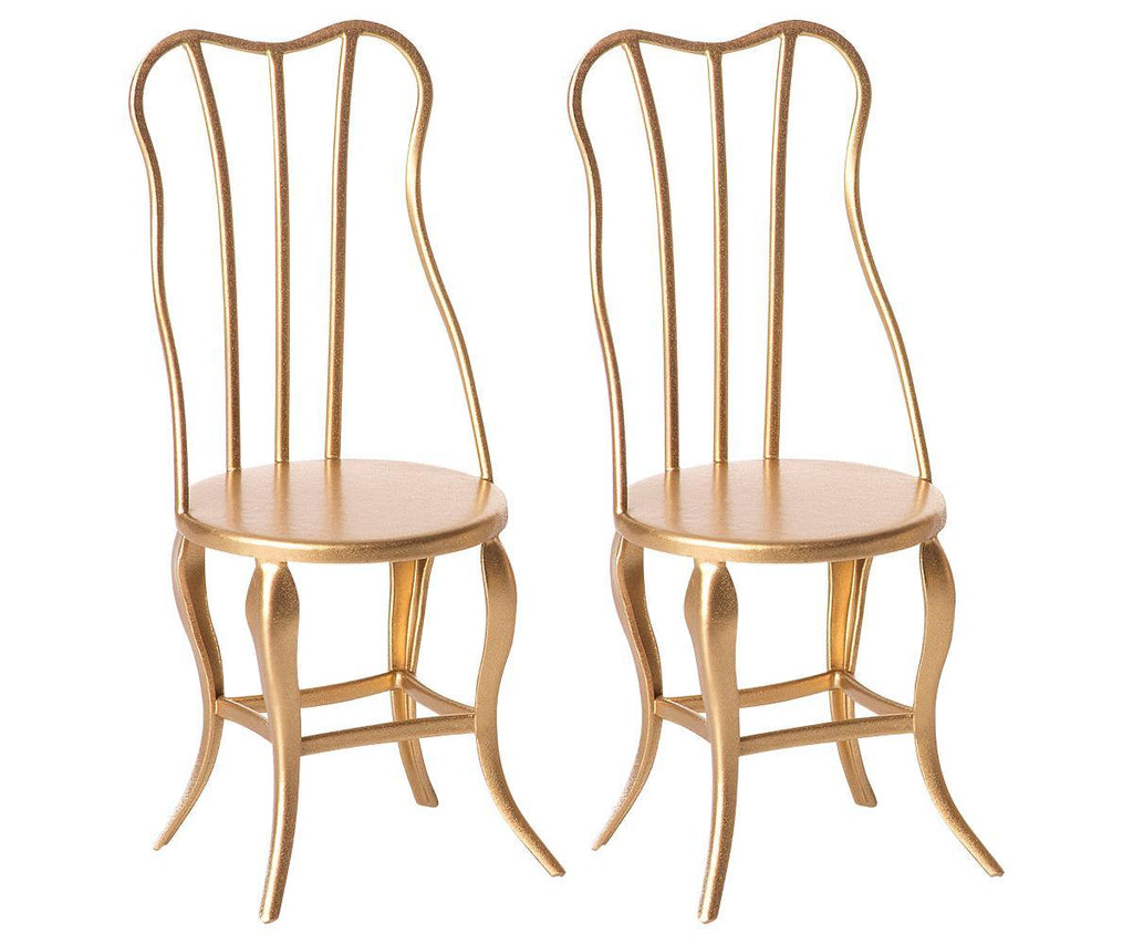 Maileg Vintage Gold Chairs Micro 2 pack NEW ARRIVAL AW21.