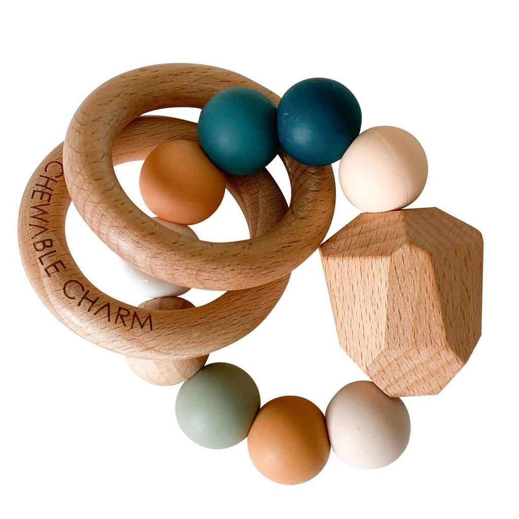 Wood & Silicone Teething Ring- Summer.