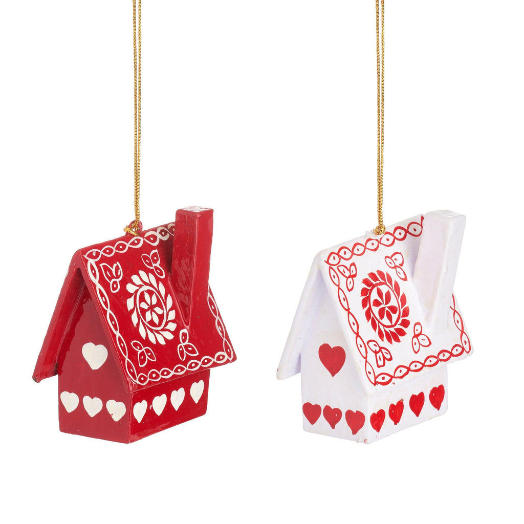 Wooden House Hanging Decorations 2 in Set BACK IN STOCK - Ruby & Grace 