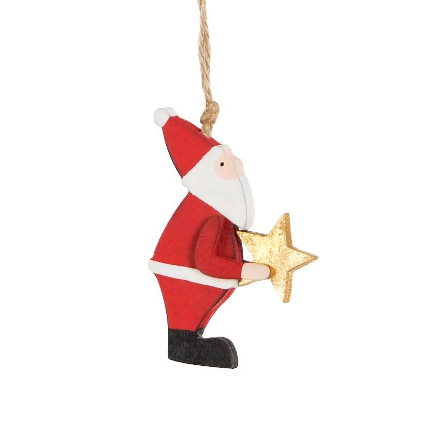 Wooden Santa Ornament Hanging Decoration - Ruby & Grace 