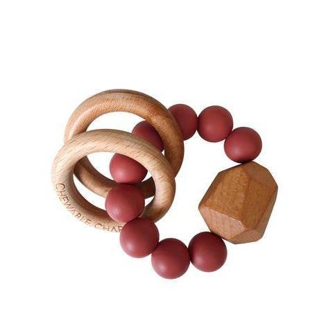 Wood & Silicone Teething Ring- Dusty Cedarwood.