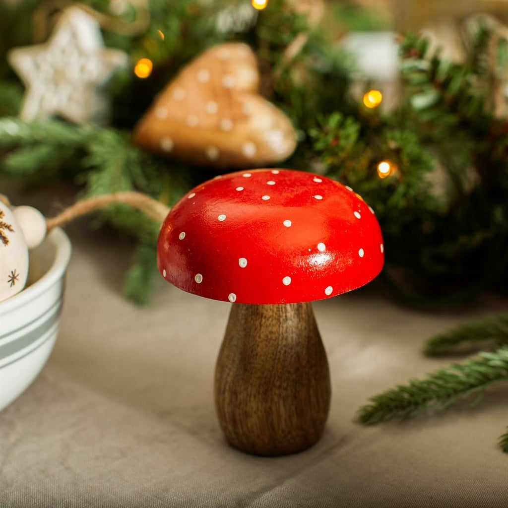 Standing Wooden Toadstool Red and White Mushroom Decoration NEW ARRIVAL - Ruby & Grace 