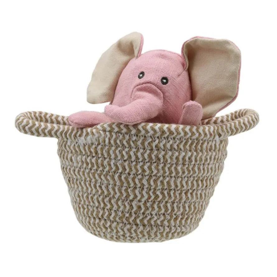 Wilberry Collectables & Pets in Baskets Pink Elephant LAST ONE - Ruby & Grace 