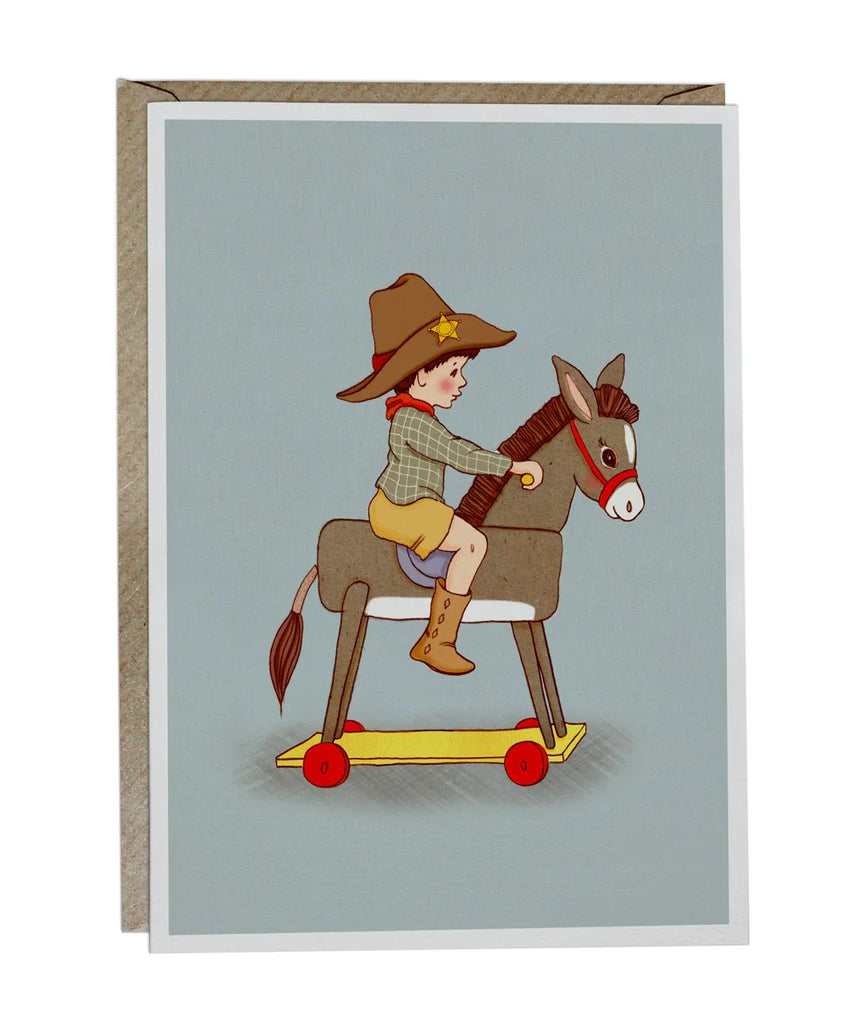 Belle and Boo Boy on Horse Card NEW ARRIVAL - Ruby & Grace 