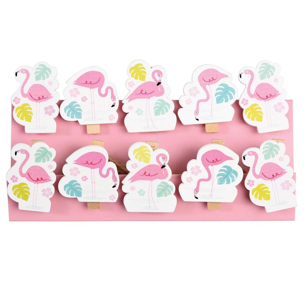 Flamingo Bay Wooden Pegs (string Of 10).