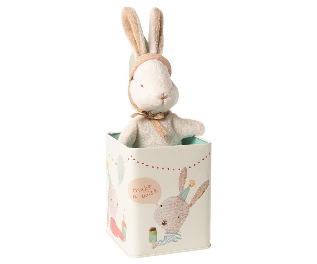 Maileg Metal Happy Day Bunny in Box Small.