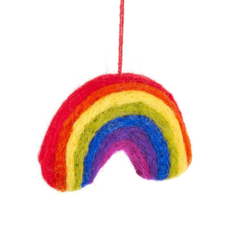 Handmade Needle Felt Rainbow Hanging Decoration.