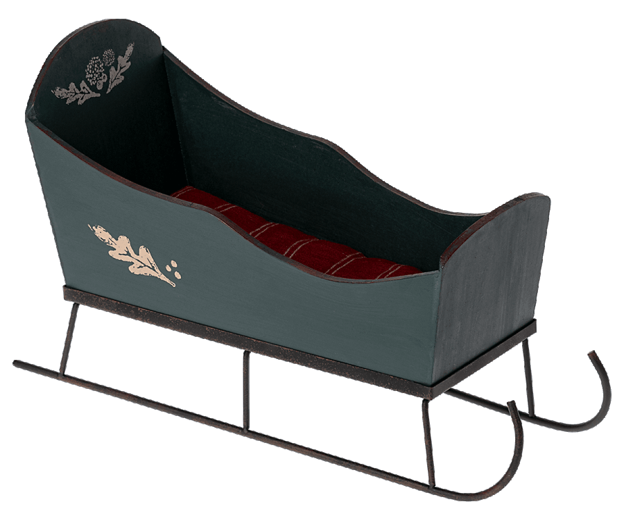 Maileg Sleigh for Medium Mice Green : Fall Winter 2022 SOLD OUT - Ruby & Grace 