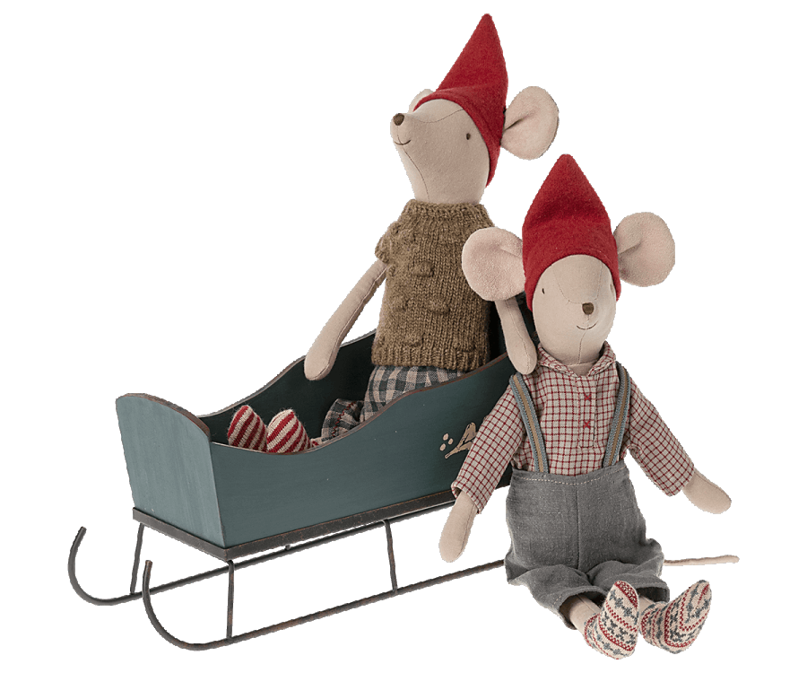 Maileg Sleigh for Medium Mice Green : Fall Winter 2022 SOLD OUT - Ruby & Grace 