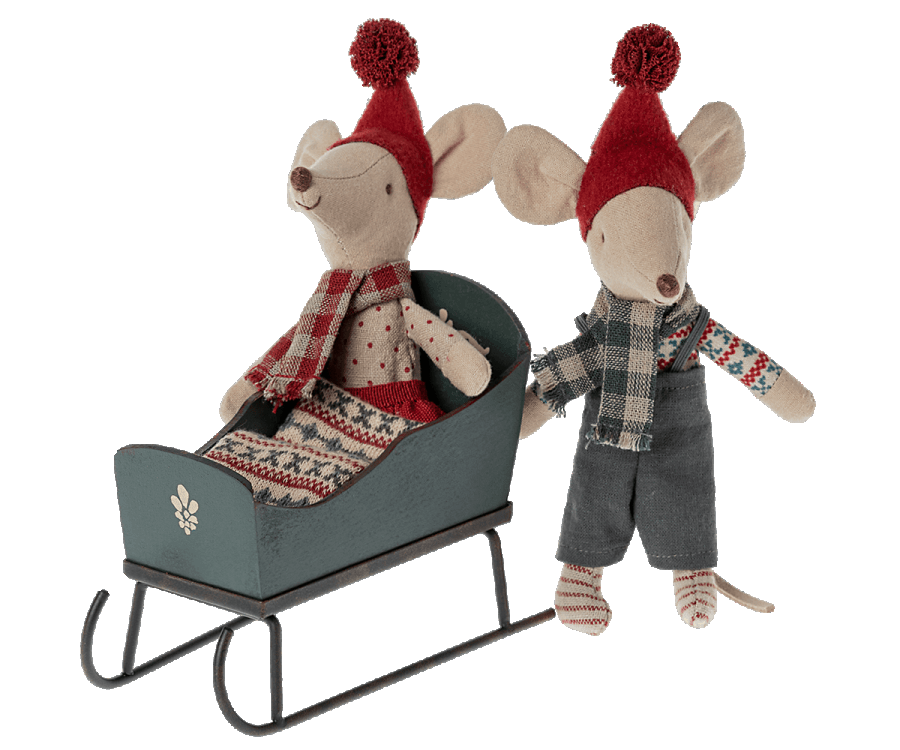 Maileg Sleigh for Small Mice/Deer Size Green : Fall Winter 2022 SOLD OUT - Ruby & Grace 