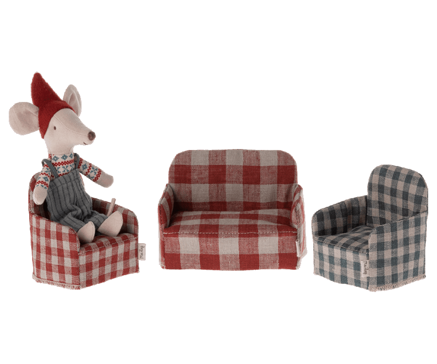 Maileg New Chair for Mice Red Gingham: Fall Winter Collection 2022 - Ruby & Grace 